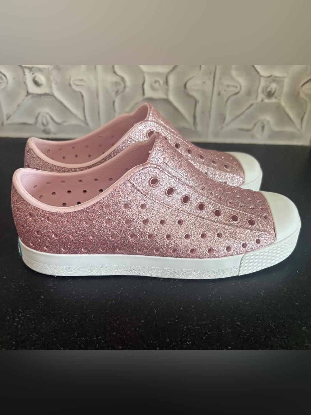 Native Shoes Kids Rose Pink Glitter Slip-On Sneakers